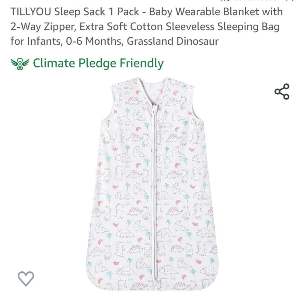 Tillyou Sleep Sack 1 pack Baby Wearable  Blanket with 2 way Zip Up extra…